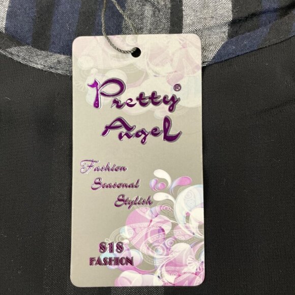 Pretty Angel Two Piece Multi layer Dress Tunic Women’s L Striped Gray Black - Picture 7 of 9